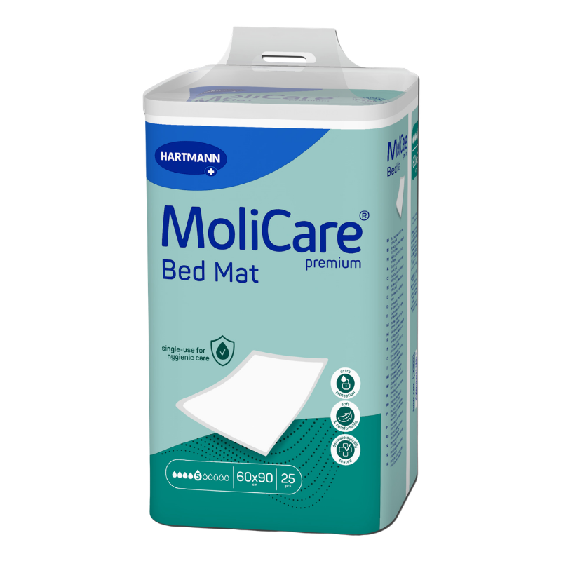 Eine Packung Moli Care Premium Bed Mat Bettschutzeinlagen (Inhalt 25 Stück) der Firma Paul HARTMANN.