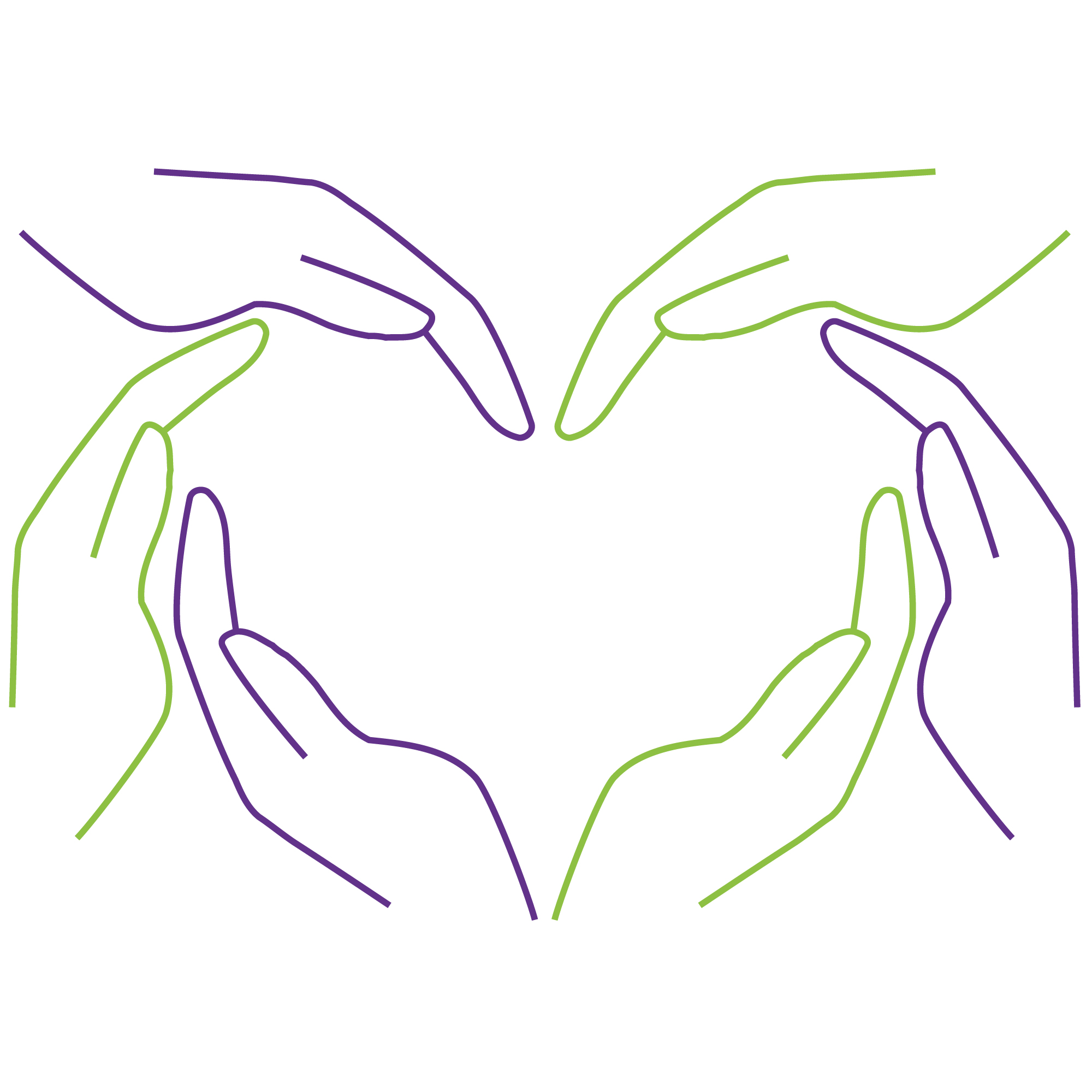 Mehrere Hähne bilden eine Herzform. Unternehmenslogo von Die Helfer im Alltag.